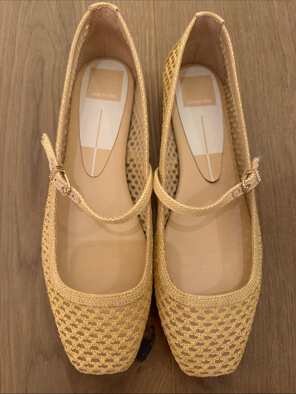 Dolce Vita Yellow Crochet Mary Jane Flats with Buckle Strap